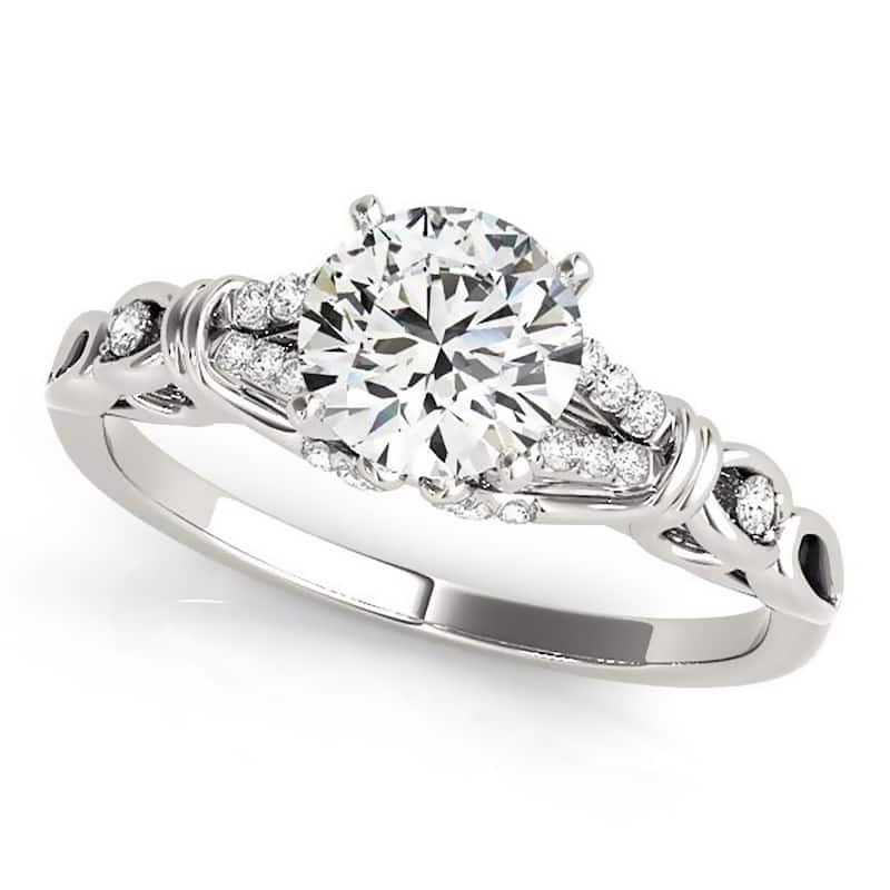 Auriya 14k Gold 2 1/2ct Round Moissanite and 1/8ctw Diamond Engagement Ring