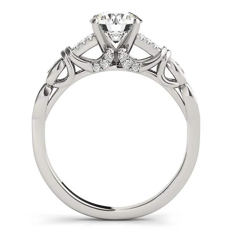 Auriya 14k Gold 2 1/2ct Round Moissanite and 1/8ctw Diamond Engagement Ring