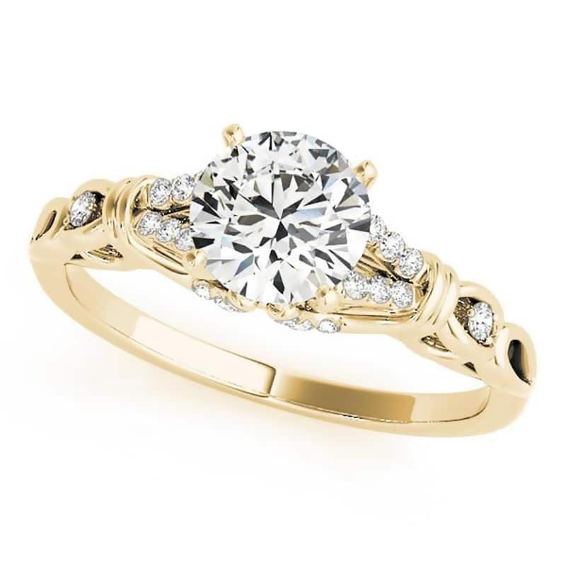 Auriya 14k Gold 2 1/2ct Round Moissanite and 1/8ctw Diamond Engagement Ring