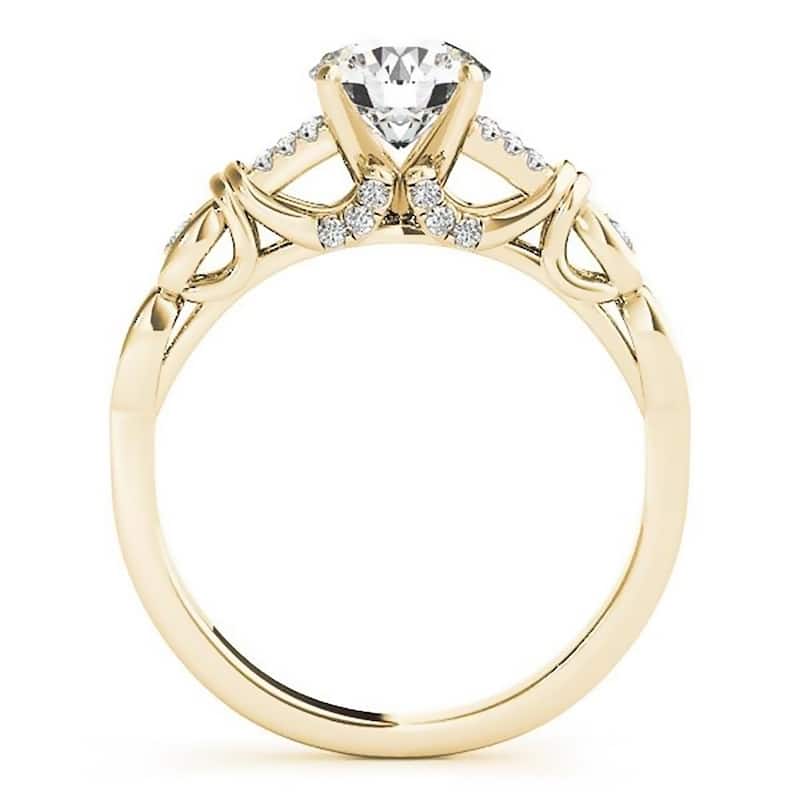 Auriya 14k Gold 2 1/2ct Round Moissanite and 1/8ctw Diamond Engagement Ring