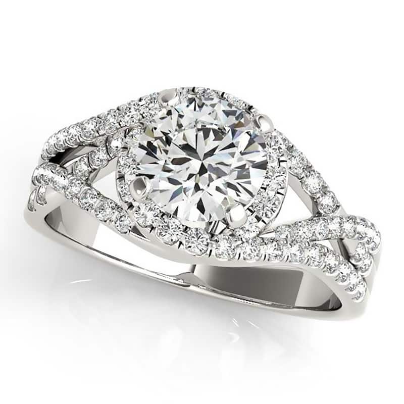 Auriya Modern 1/2ct Moissanite Halo Diamond Engagement Ring 3/8ctw 14K Gold