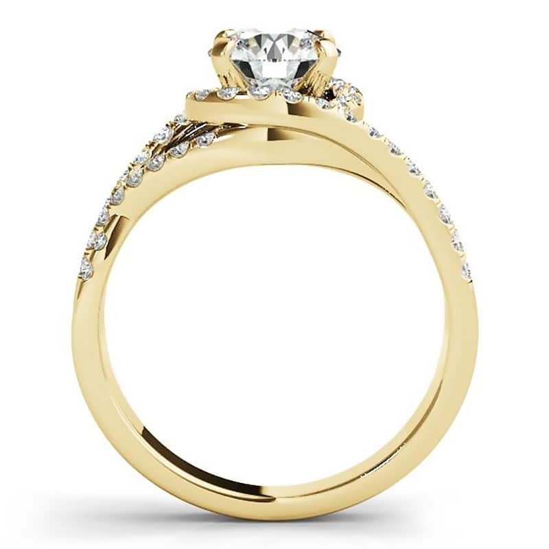 Auriya 14k Gold Modern 2 1/2ct Moissanite Halo Diamond Engagement Ring 3/8ctw