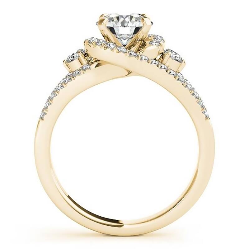 Auriya Modern 3-Stone 2ct Moissanite and 3/4ctw Halo Diamond Engagement Ring 14K Gold