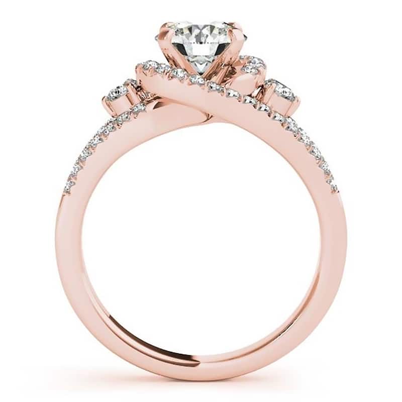 Auriya Modern 3-Stone 2ct Moissanite and 3/4ctw Halo Diamond Engagement Ring 14K Gold