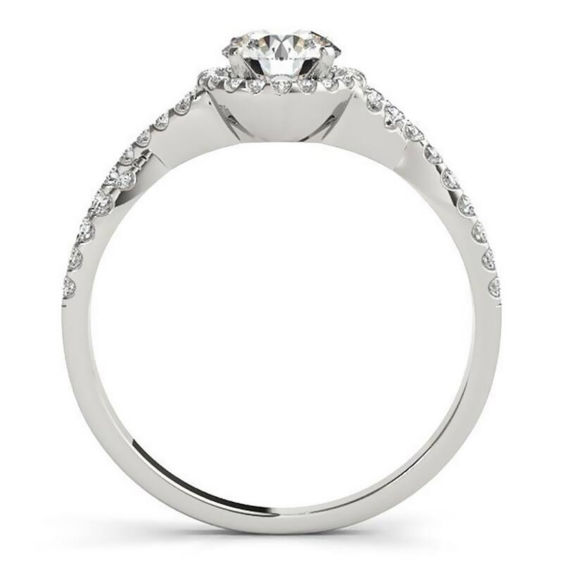 Auriya 1/2ct Twisted Moissanite Halo Diamond Engagement Ring 1/5ctw 14k Gold