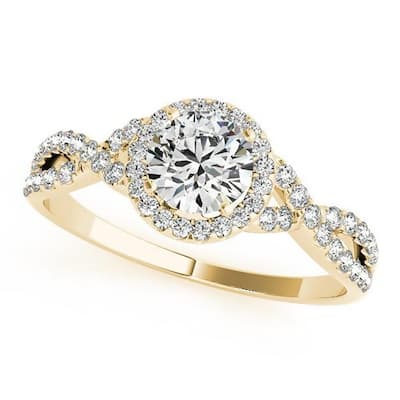Auriya 1/2ct Twisted Moissanite Halo Diamond Engagement Ring 1/5ctw 14k Gold