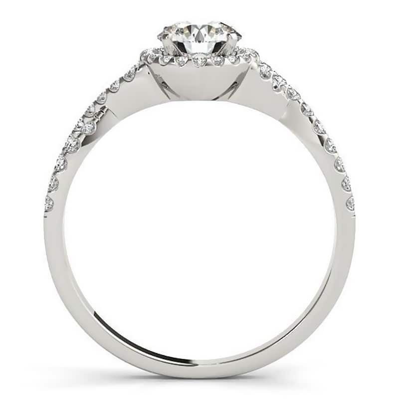 Auriya 14k Gold 3/4ct Twisted Moissanite Halo Diamond Engagement Ring 1/5ctw