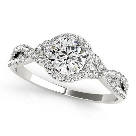 Auriya 14k Gold 3/4ct Twisted Moissanite Halo Diamond Engagement Ring 1/5ctw