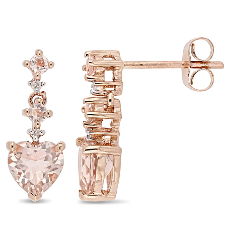 Miadora 14k Rose Gold Heart-Cut Morganite & Diamond Drop Earrings