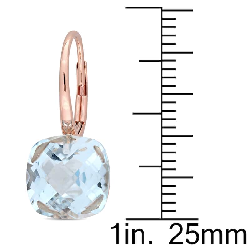 Miadora 14k Rose Gold Sky-Blue Topaz Solitaire Leverback Drop Earrings