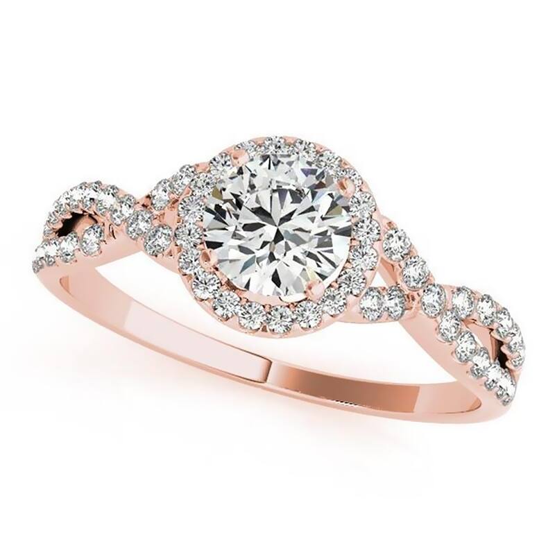 Auriya 14k Gold 2 1/2ct Twisted Moissanite Halo Diamond Engagement Ring 1/5ctw