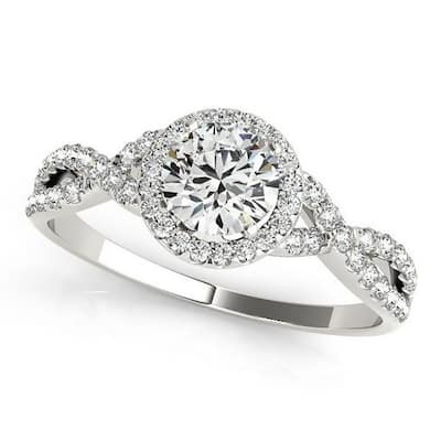 Auriya 14k Gold 2 1/2ct Twisted Moissanite Halo Diamond Engagement Ring 1/5ctw