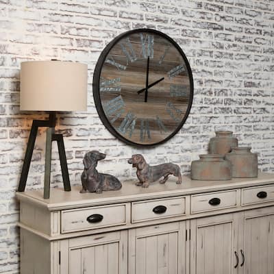Recessed Time 30" Wood Wall Clock