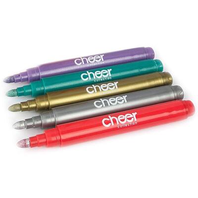 Cheer Collection Pack of 5 Metallic Colors Wine Glass Markers