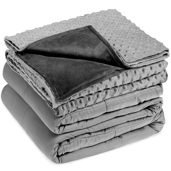 Cotton Weighted Sensory Blanket with Minky Removable Cover - Reduce Anxiety