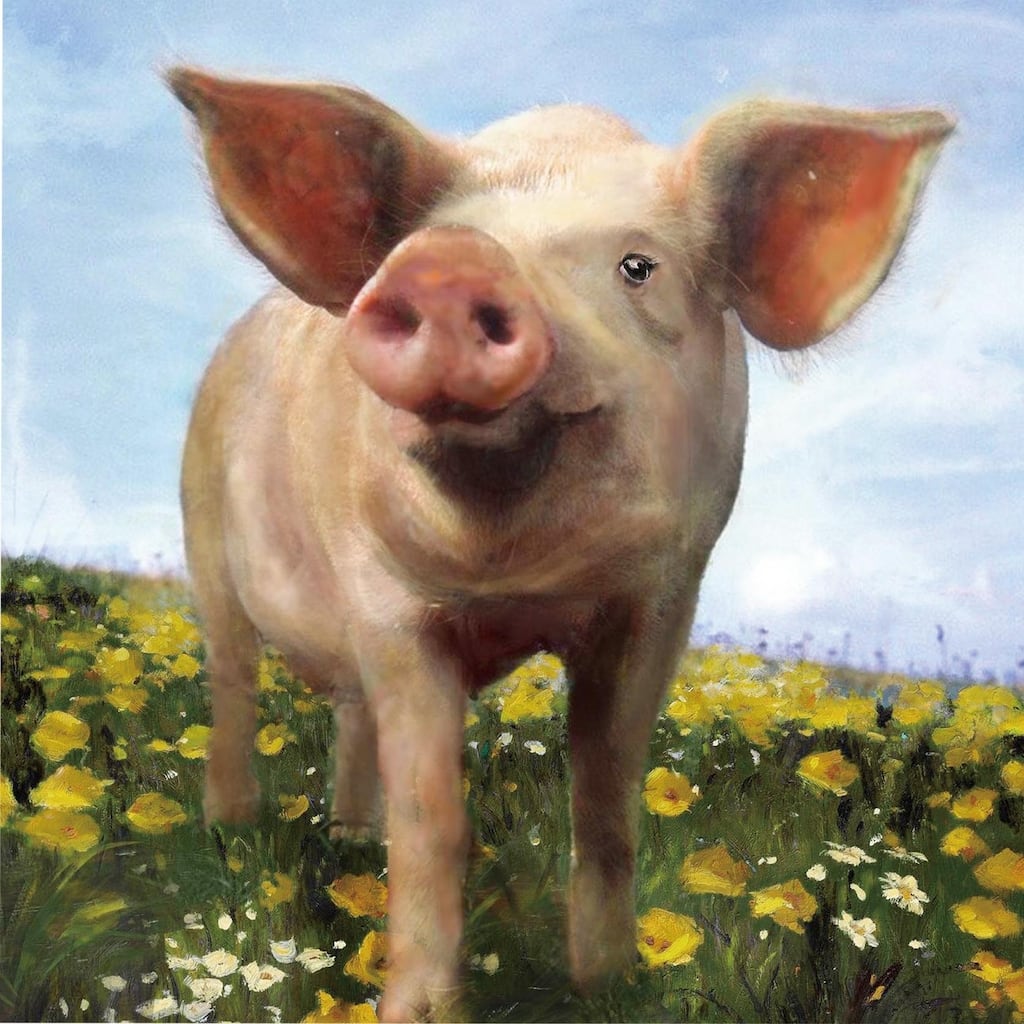 Pig Out Hand Painted Canvas Wall Decor