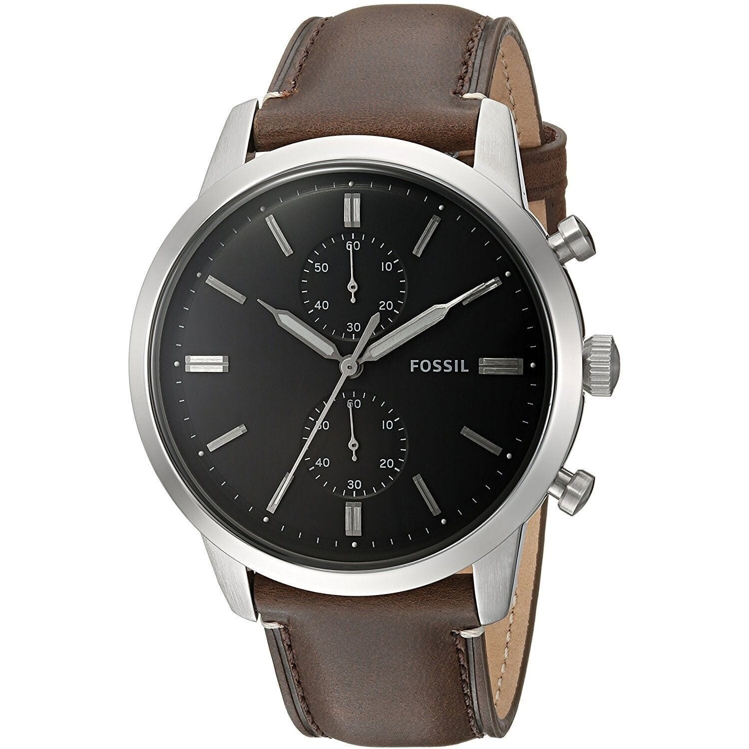 townsman chronograph black leather watch