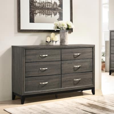 Roundhill Furniture Stout Metal Bar Pulls Distressed Dresser