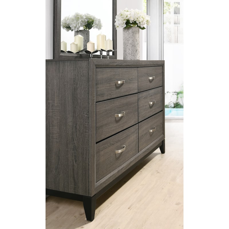Roundhill Furniture Stout Metal Bar Pulls Distressed Dresser