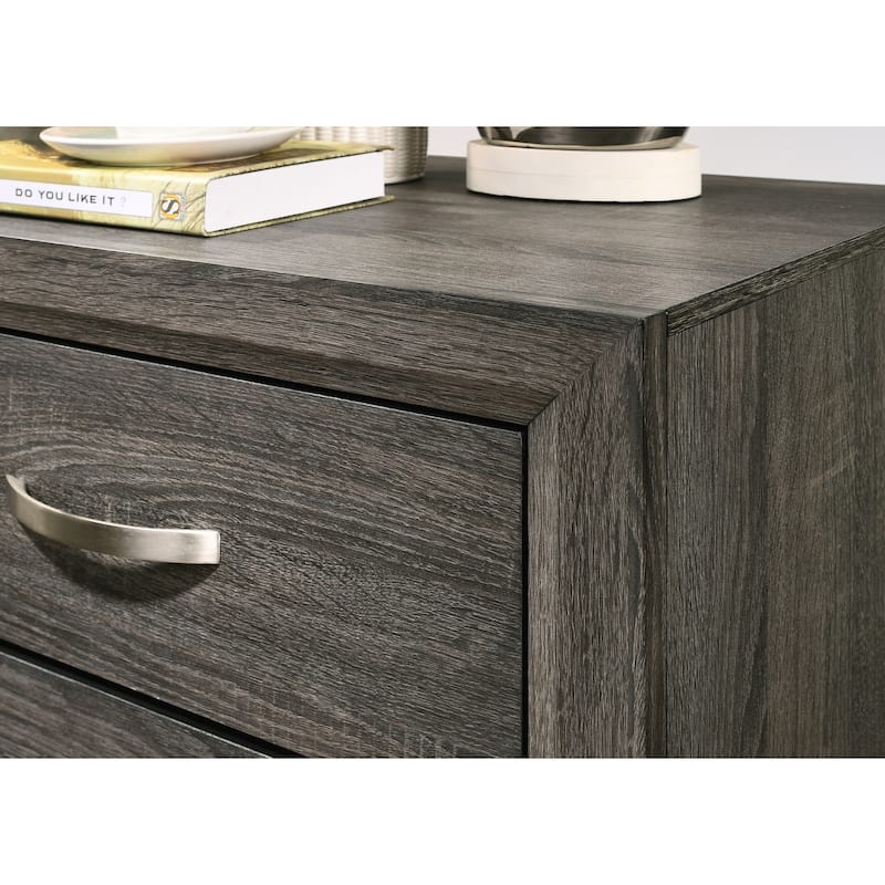 Roundhill Furniture Stout Metal Bar Pulls Distressed Dresser