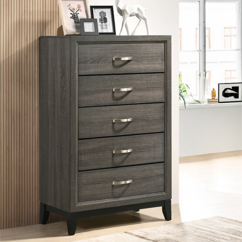 Roundhill Furniture Stout Metal Bar Pulls Distressed Chest