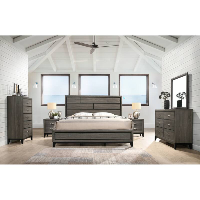 Roundhill Furniture Stout Carved Detailed Panel Bed