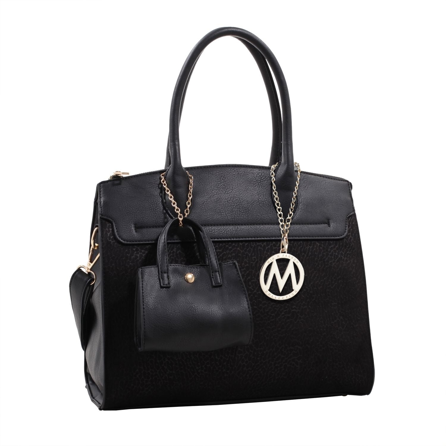 black structured handbag