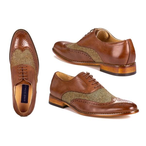 Gino Vitale Men\'S Long Wing Brogue Herringbone Men main image 3