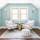 preview thumbnail 5 of 10, The Curated Nomad Aptos Handmade Moroccan White Leather Pouf Embroidered with Stitching