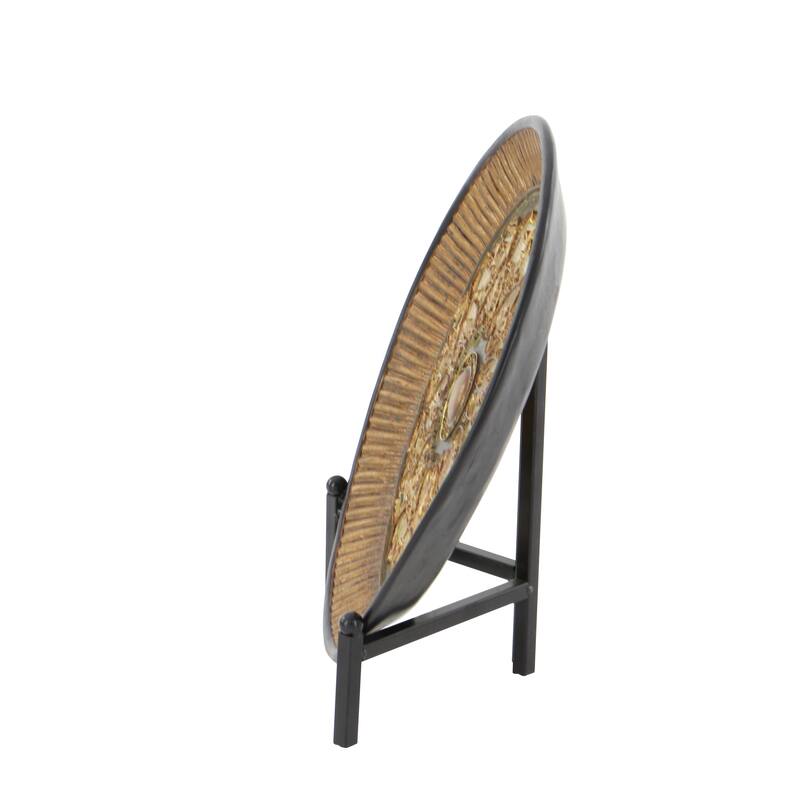 Gold Polystone Embossed Detail Scroll Charger with Stand