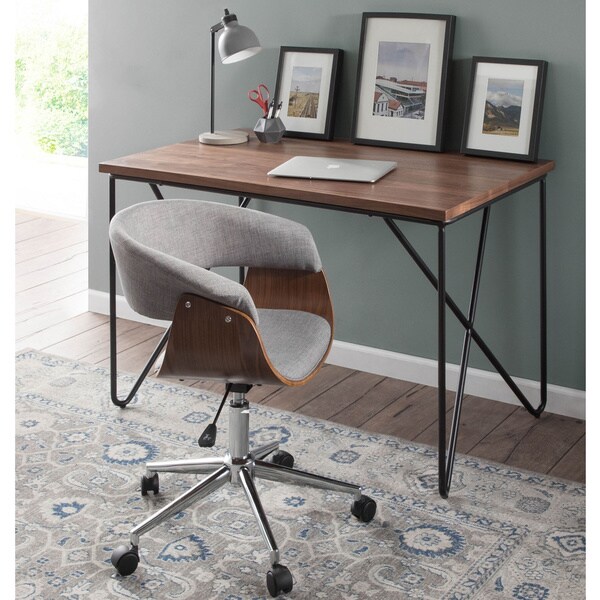 Carson Carrington Falkenberg Vintage Mod Mid-century Modern Upholstered Office Chair in Walnut Wood