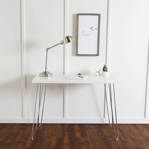 white hairpin desk