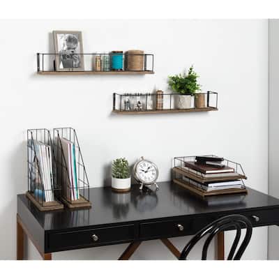 Carbon Loft Richter Stacked Metal and Wood Letter Trays - N/A