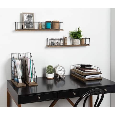 Carbon Loft Richter Stacked Metal and Wood Letter Trays