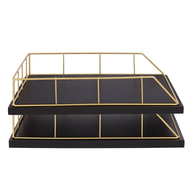 Carbon Loft Richter Stacked Metal and Wood Letter Trays - N/A