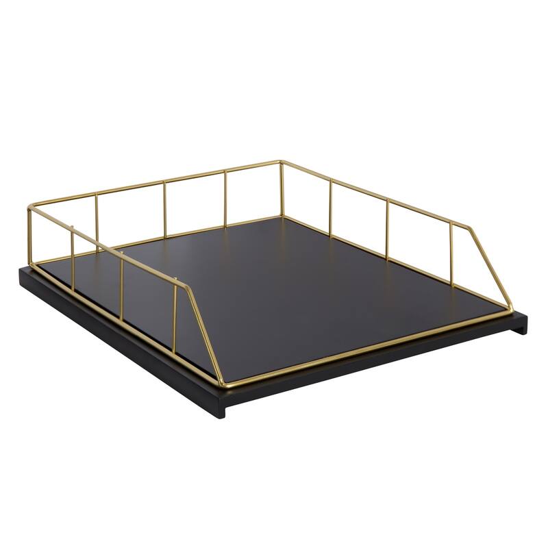 Carbon Loft Richter Stacked Metal and Wood Letter Trays - N/A