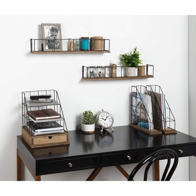 Carbon Loft Richter 2-pack Wood and Metal Floating Wall Shelves - 2 Piece