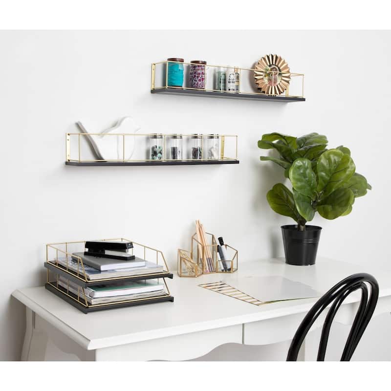 Carbon Loft Richter 2-pack Wood and Metal Floating Wall Shelves - 2 Piece