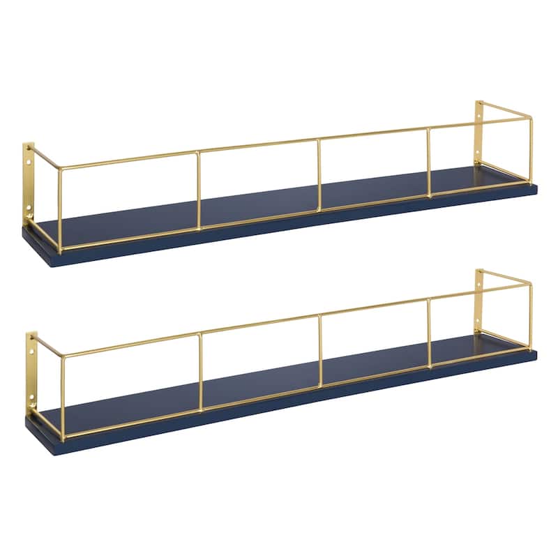 Carbon Loft Richter 2-pack Wood and Metal Floating Wall Shelves - 2 Piece - Blue
