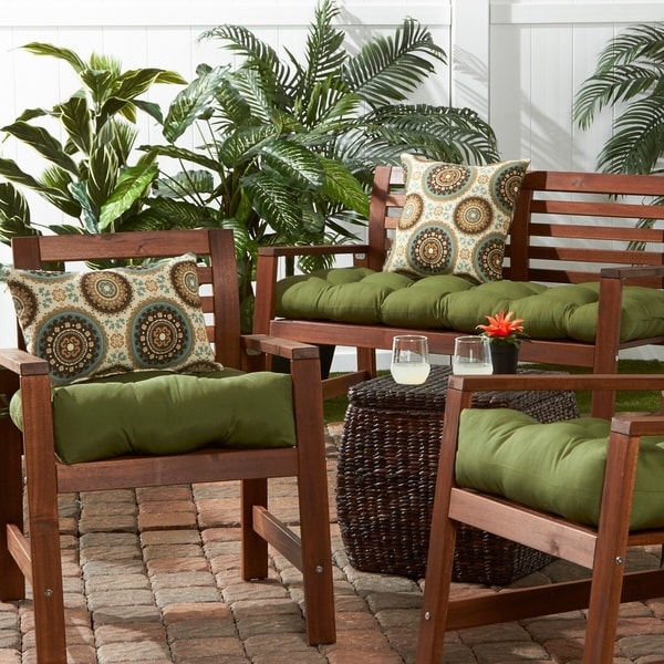 Green garden bench cushions hot sale