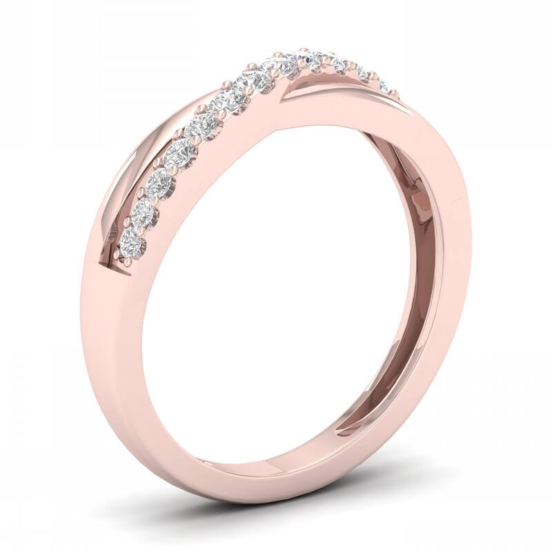 De Couer 10k Gold 1/5ct TDW Diamond Cross Over Promise Ring