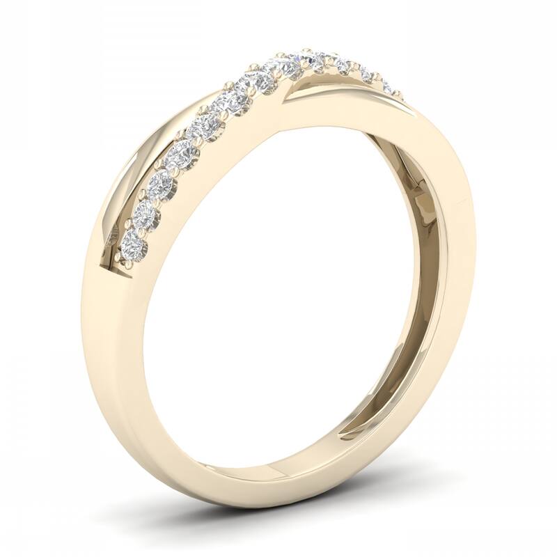 De Couer 10k Gold 1/5ct TDW Diamond Cross Over Promise Ring