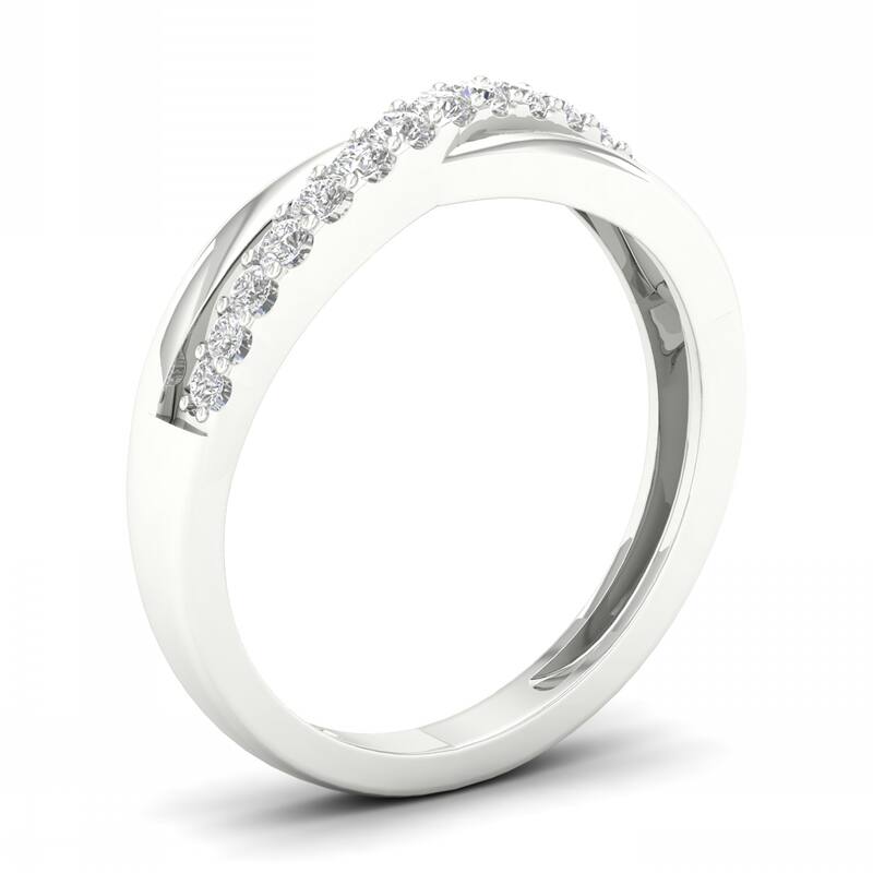 De Couer 10k Gold 1/5ct TDW Diamond Cross Over Promise Ring