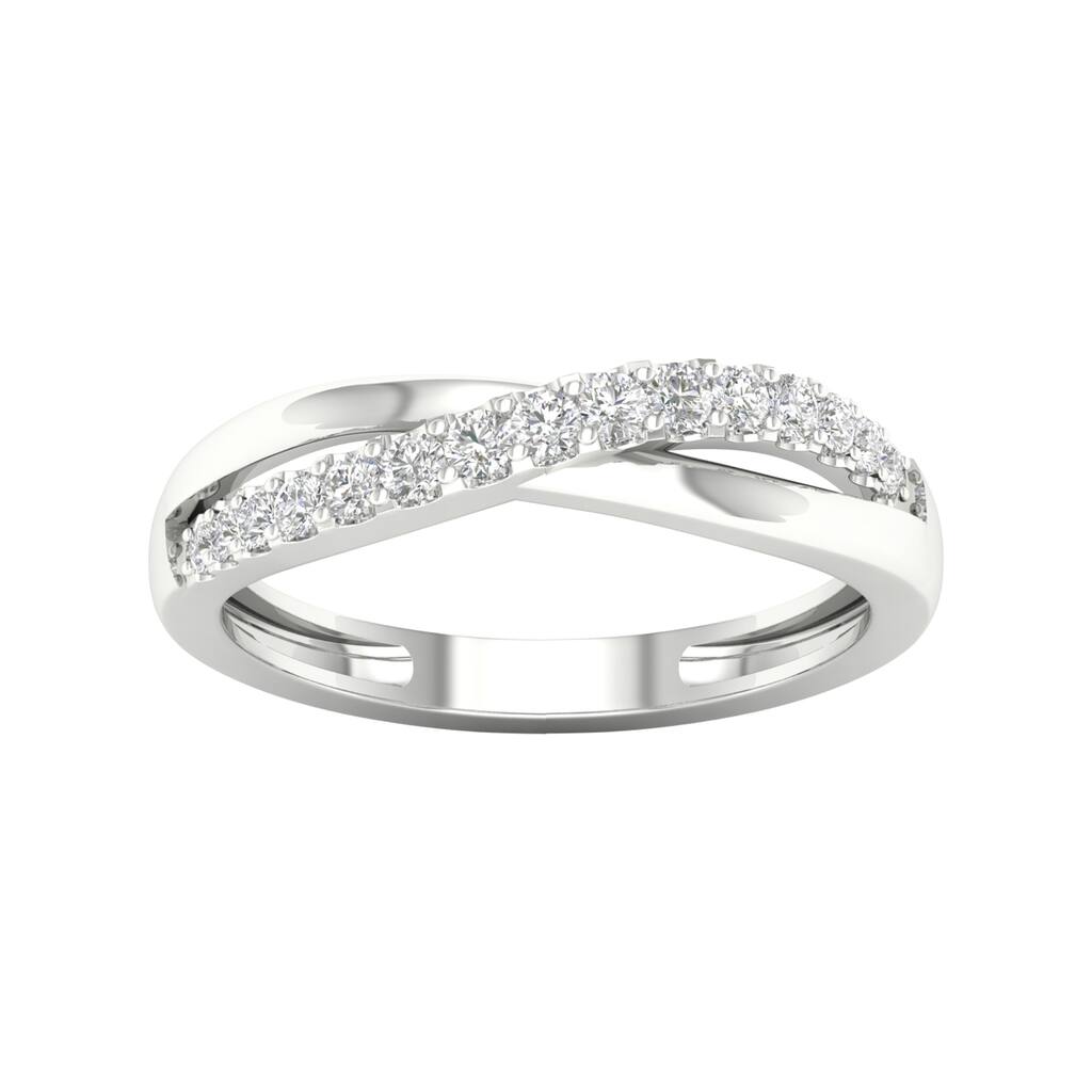 De Couer 10k Gold 1/5ct TDW Diamond Cross Over Promise Ring