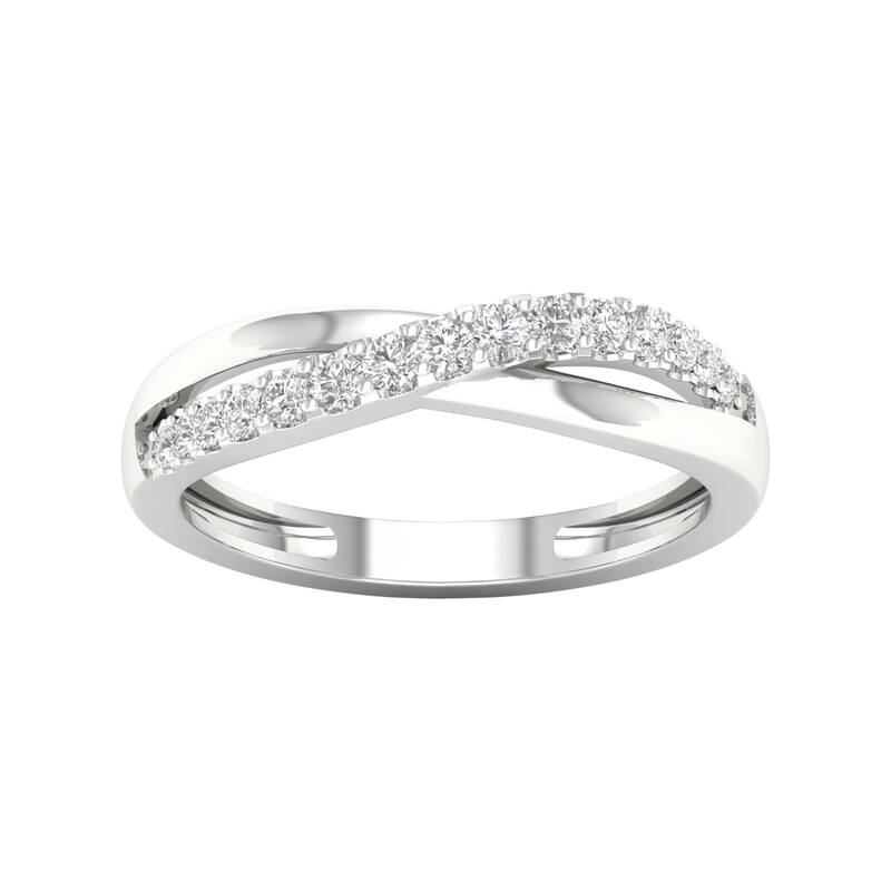 De Couer 10k Gold 1/5ct TDW Diamond Cross Over Promise Ring