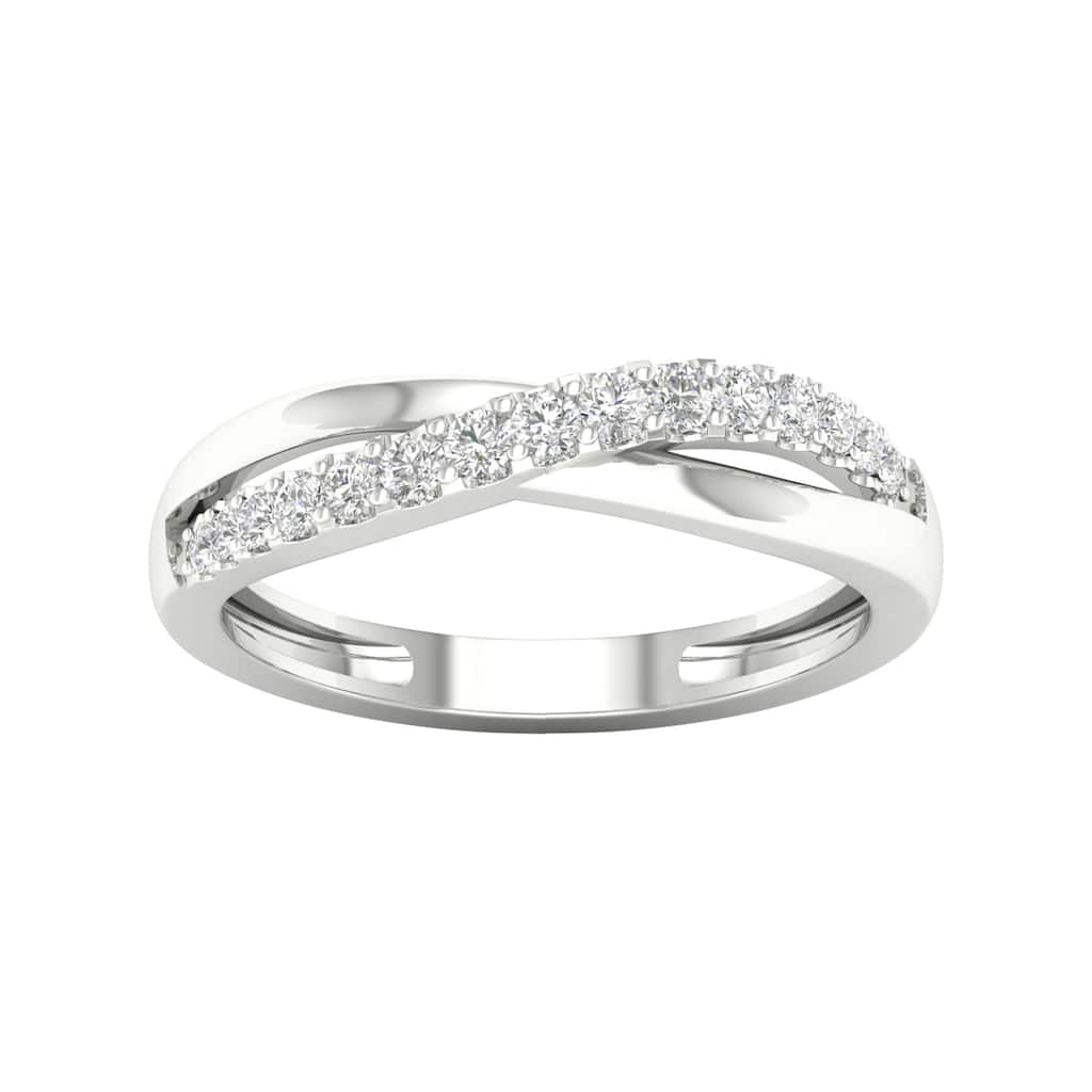 De Couer 10k Gold 1/5ct TDW Diamond Cross Over Promise Ring
