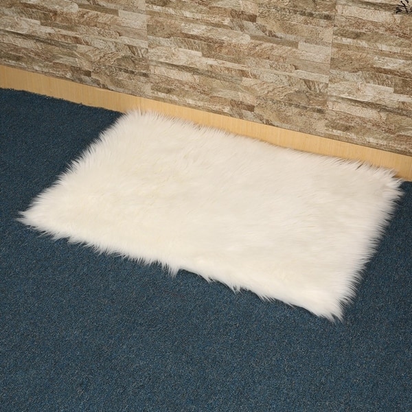 Shop Soft Rectangle Faux Sheepskin Rug Sofa Carpet Floor Mat