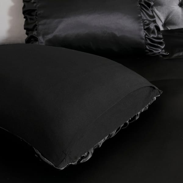Shop Madison Park Shelby Black 4 Piece Silky Satin Comforter Set