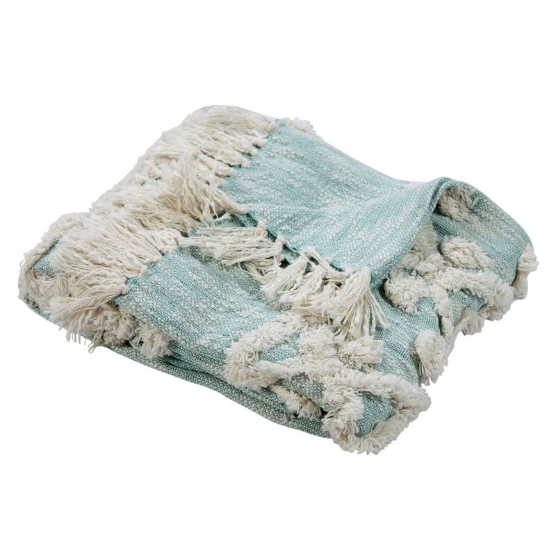 Sevita Throws Sky Blue & Blue Cotton Standard Size Blankets