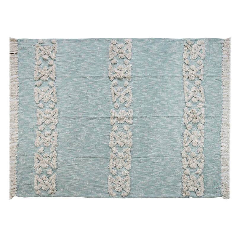 Sevita Throws Sky Blue & Blue Cotton Standard Size Blankets